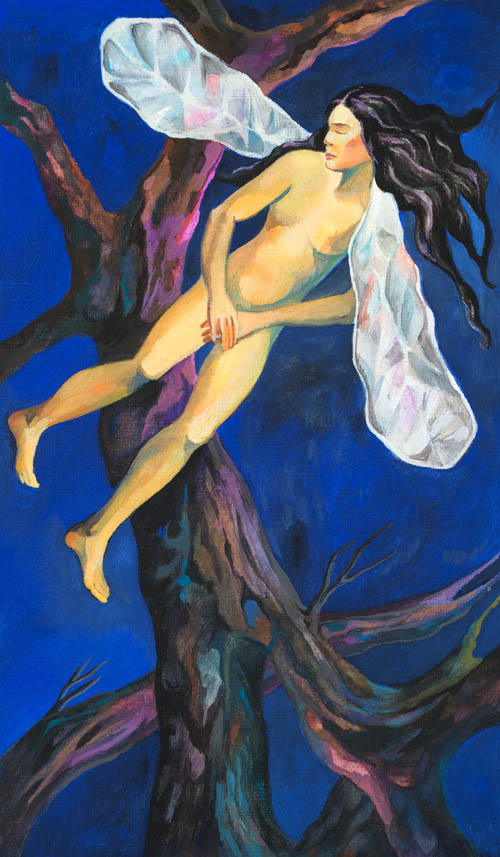 Nino Japaridze - Nine of Winds (Neuf du Vents) - Japaridze Tarot - 2012-2013 mixed media painting